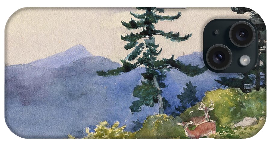 American Artists iPhone Case featuring the painting North Woods Club, Adirondacks #1 by Winslow Homer