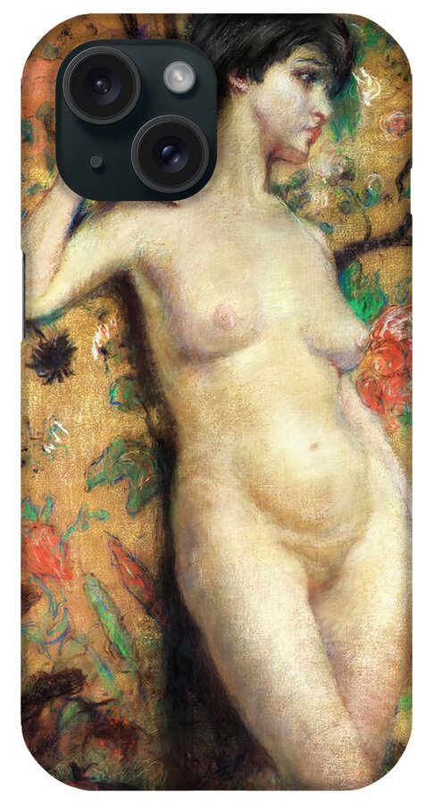Alice Pike Barney iPhone Case featuring the painting Nude against Screen #1 by Alice Pike Barney