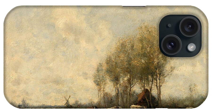 Willem Maris iPhone Case featuring the painting Pasture with cows #1 by Willem Maris