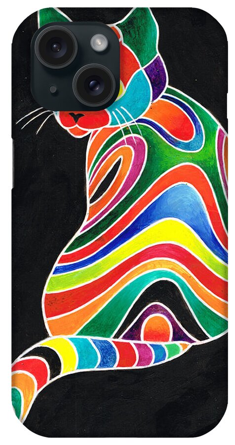  iPhone Case featuring the painting Patient Cat #1 by Val Stokes