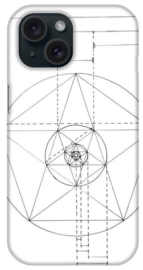 Phi iPhone Case featuring the drawing Phi in the Pentagram #1 by Trevor Grassi