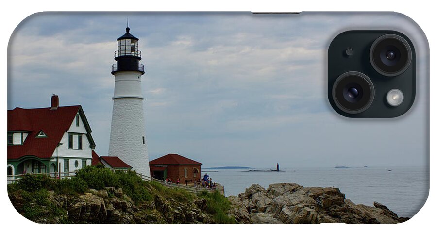  iPhone Case featuring the pyrography Portland Lighthouse #1 by Annamaria Frost