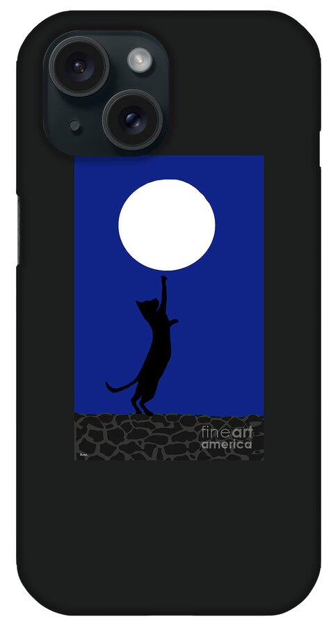 Black Cat iPhone Case featuring the digital art Reaching for the moon by Elaine Hayward