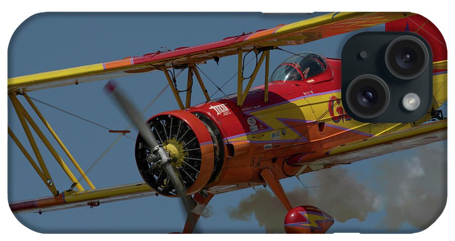 Red iPhone Case featuring the photograph Red and Yellow Airplane by Carolyn Hutchins