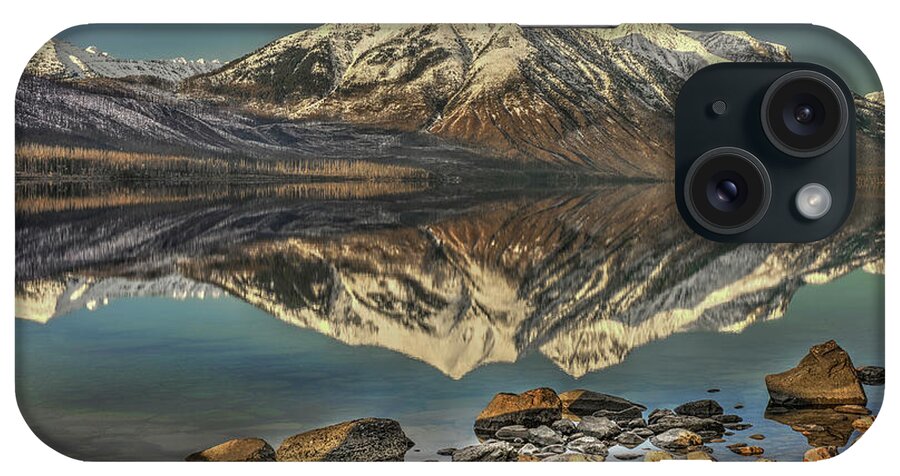 Reflections Of The Towering Mountains At Glacier National Park iPhone Case featuring the photograph Reflecting Beauty #1 by Carolyn Hall
