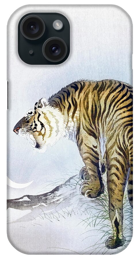 Ohara Koson iPhone Case featuring the painting Roaring tiger by Ohara Koson by Mango Art