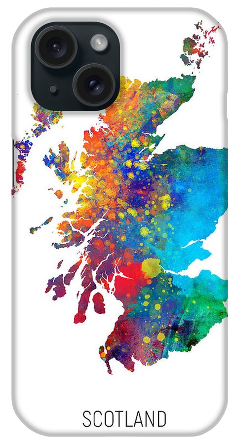 Scotland iPhone Case featuring the digital art Scotland Watercolor Map #1 by Michael Tompsett