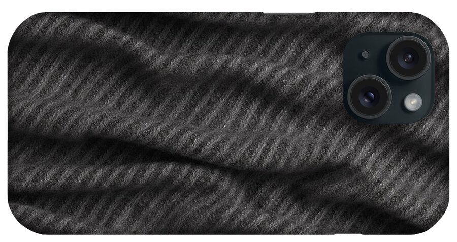 Seamless iPhone Case featuring the painting Seamless Mottled Dark Grey Wool Knit Fabric Background Texture Tileable Monochrome Greyscale Knitted Sweater Scarf Or Cozy Winter Socks Pattern Realistic Woolen Crochet Textile Craft 3d Rendering #1 by N Akkash