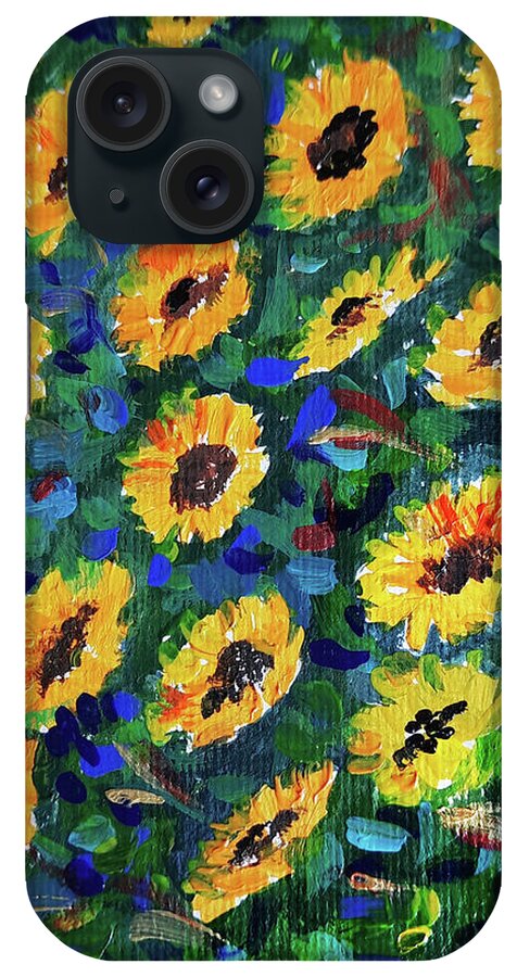 Sunflowers iPhone Case featuring the painting Sunflowers #1 by Asha Sudhaker Shenoy