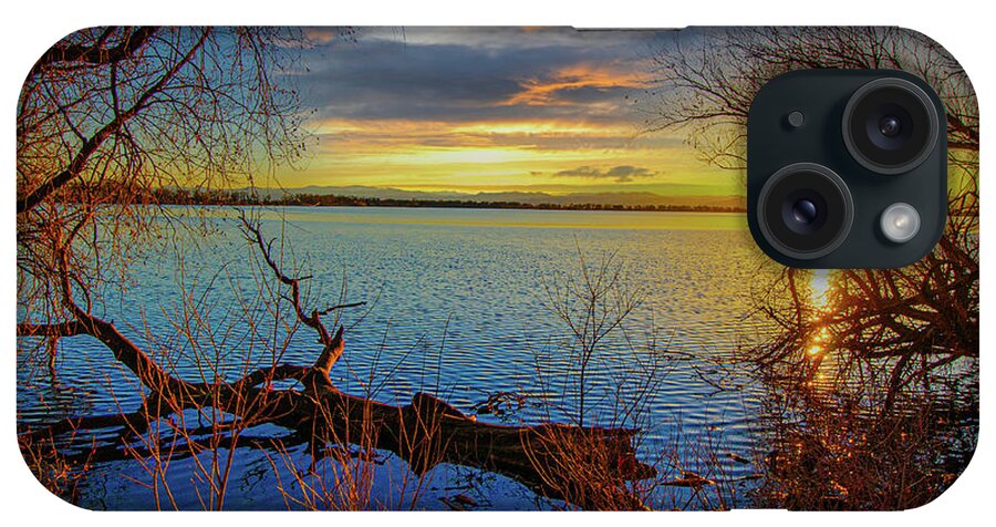 Autumn iPhone Case featuring the photograph Sunset Over Lake Framed By TreesSunset Over Lake Framed By Trees by Tom Potter