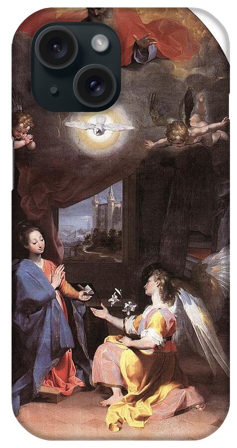 Federico Barocci iPhone Case featuring the drawing The Annunciation by Federico Barocci