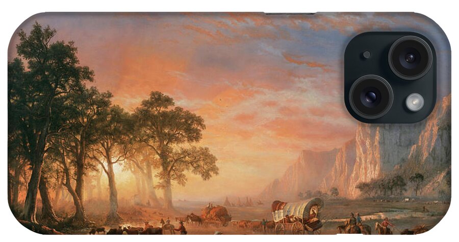 Landscape iPhone Case featuring the painting The Oregon Trail #2 by Albert Bierstadt