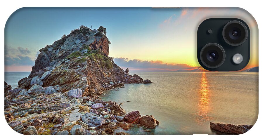 Island iPhone Case featuring the photograph The sunrise at Agios Ioannis Kastri of Skopelos, Greece #1 by Constantinos Iliopoulos
