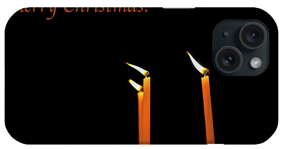 Holidays iPhone Case featuring the photograph Three burning candles Merry Christmas by Patricia Hofmeester
