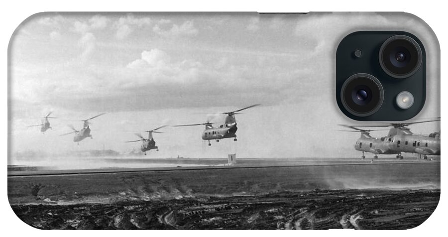 1968 iPhone Case featuring the photograph Vietnam War Helicopters, 1968 #2 by Mike Servais