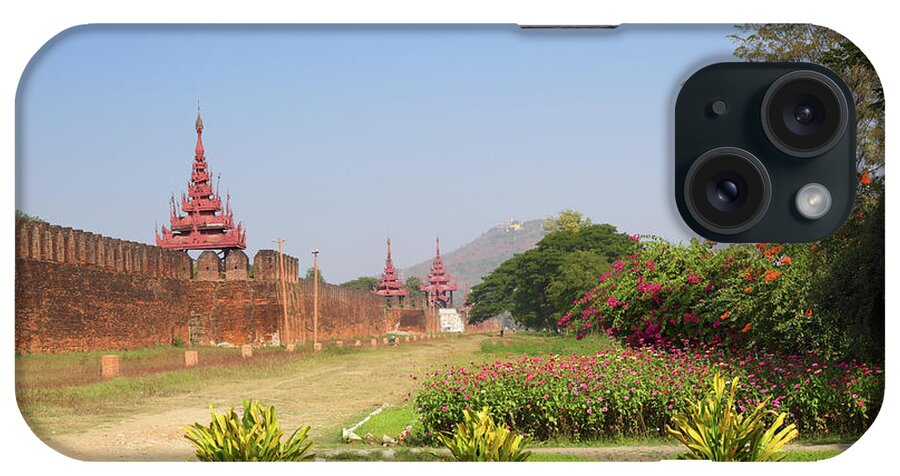 Mandalay iPhone Case featuring the photograph Wall of Royal Palace and Mandalay Hill #1 by Mikhail Kokhanchikov