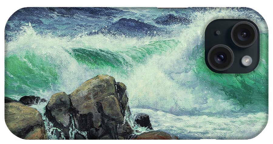 Seascape iPhone 15 Case featuring the painting Waves At Hookipa #2 by Darice Machel McGuire