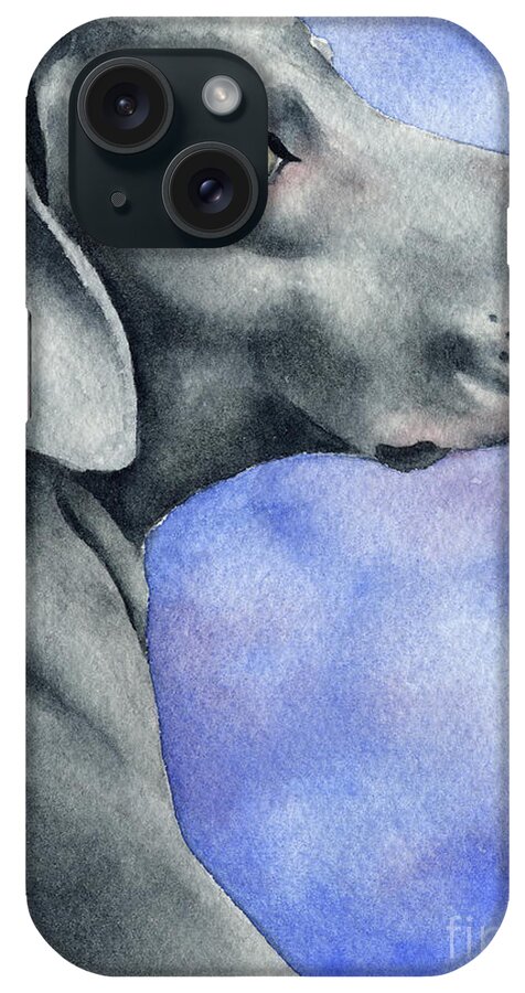 Weimaraner iPhone Case featuring the painting Weimaraner Watercolor Dog Art #1 by David Rogers