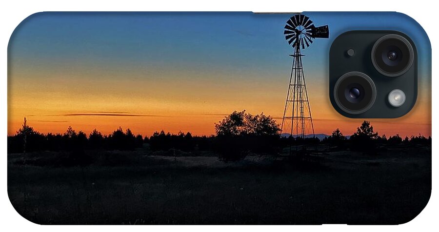 Blue Hour iPhone Case featuring the photograph Blue Hour Windmill Silhouette by Jerry Abbott