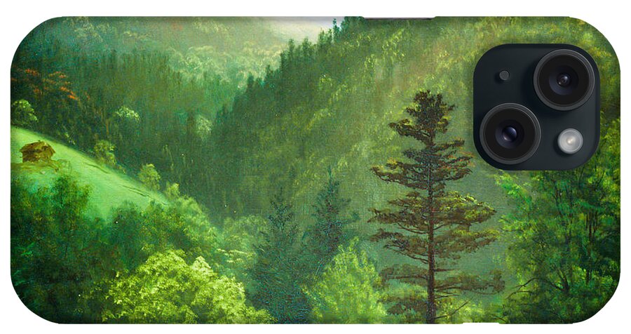 Landscape iPhone Case featuring the painting Wooded Landscape #2 by Albert Bierstadt