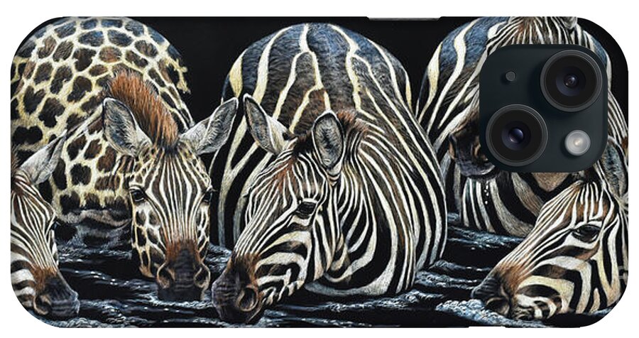 Cynthie Fisher iPhone Case featuring the drawing Zebra Humor #1 by Cynthie Fisher