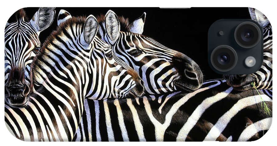 Cynthie Fisher iPhone Case featuring the painting Zebra Scratch Board #1 by Cynthie Fisher