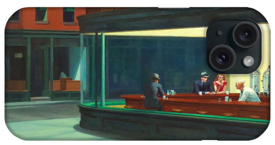 Edward Hopper iPhone Case featuring the painting Nighthawks by Edward Hopper by Mango Art