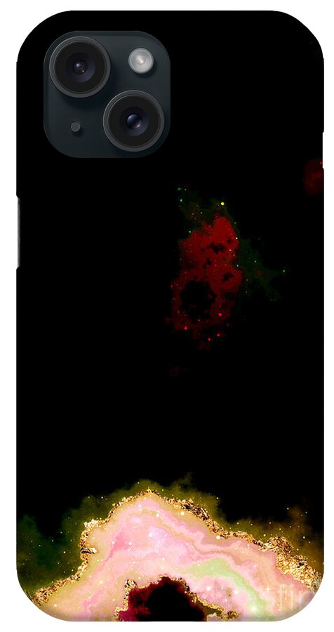 Holyrockarts iPhone Case featuring the mixed media 100 Starry Nebulas in Space Abstract Digital Painting 025 by Holy Rock Design