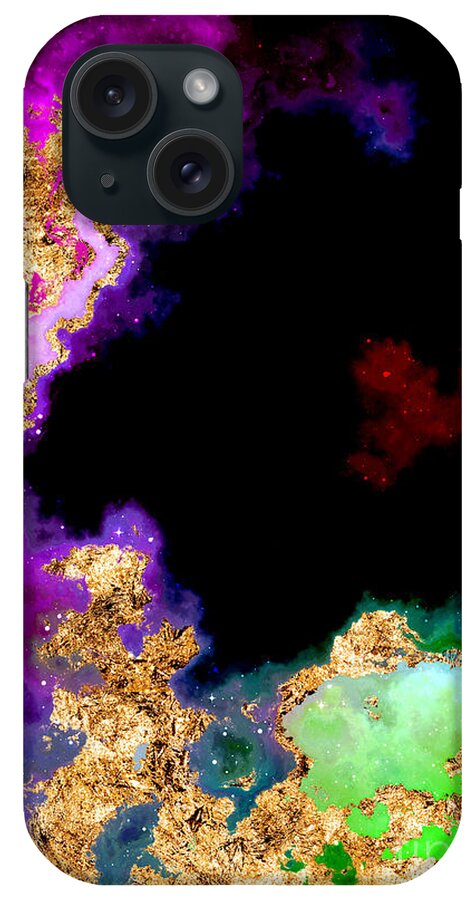Holyrockarts iPhone Case featuring the mixed media 100 Starry Nebulas in Space Abstract Digital Painting 038 by Holy Rock Design