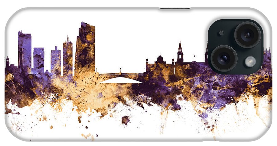 Leeds iPhone Case featuring the digital art Leeds England Skyline #12 by Michael Tompsett