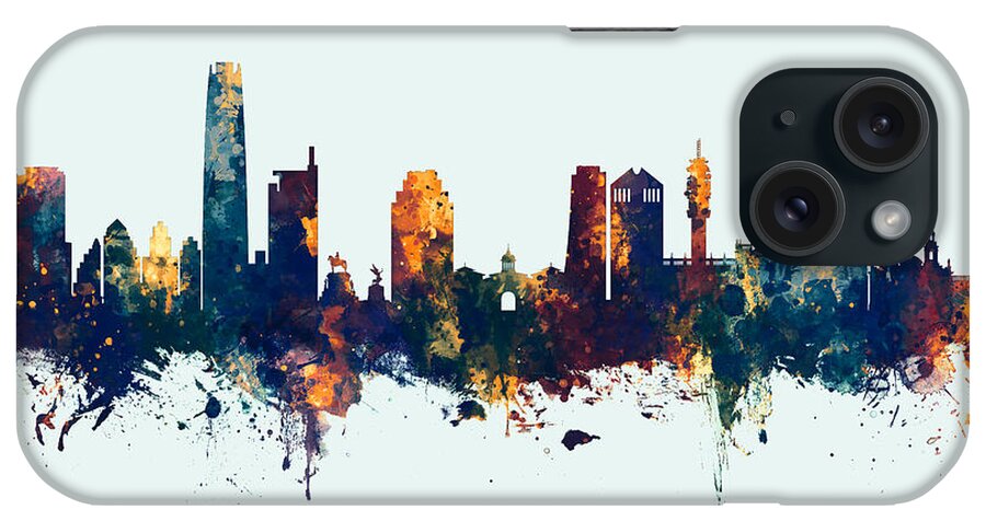 Santiago De Chile iPhone Case featuring the digital art Santiago de Chile Skyline #12 by Michael Tompsett