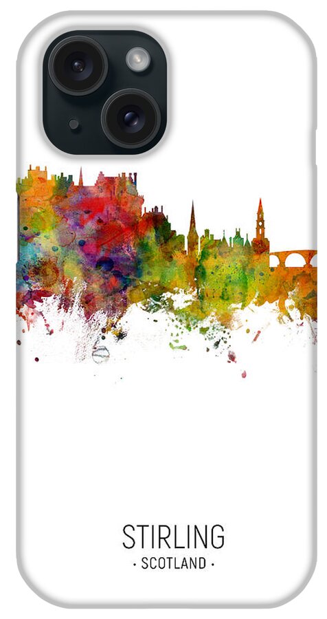 Stirling iPhone Case featuring the digital art Stirling Scotland Skyline #12 by Michael Tompsett
