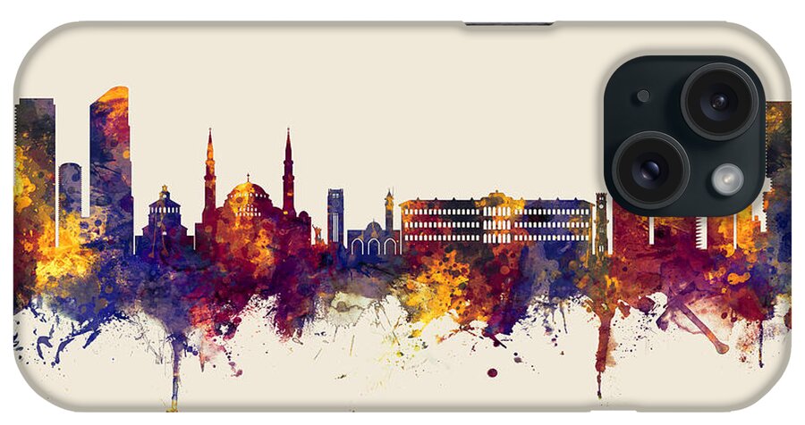 Beirut iPhone Case featuring the digital art Beirut Lebanon Skyline #13 by Michael Tompsett