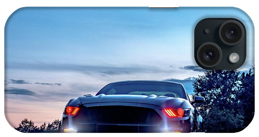 Automobile iPhone Case featuring the photograph Fast American Power Muscle Car At Sunset On Road #13 by Alex Grichenko