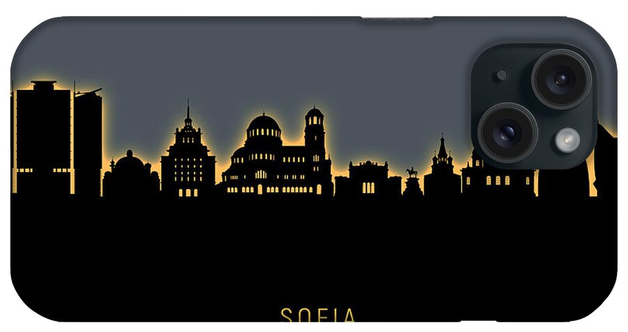 Sofia iPhone Case featuring the digital art Sofia Bulgaria Skyline #15 by Michael Tompsett