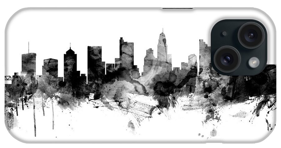 Columbus iPhone Case featuring the digital art Columbus Ohio Skyline #16 by Michael Tompsett