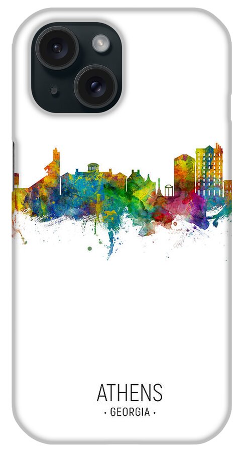 Athens iPhone Case featuring the digital art Athens Georgia Skyline #17 by Michael Tompsett