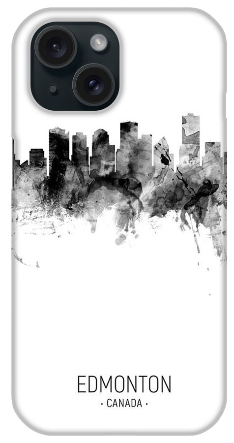 Edmonton iPhone Case featuring the digital art Edmonton Canada Skyline #17 by Michael Tompsett