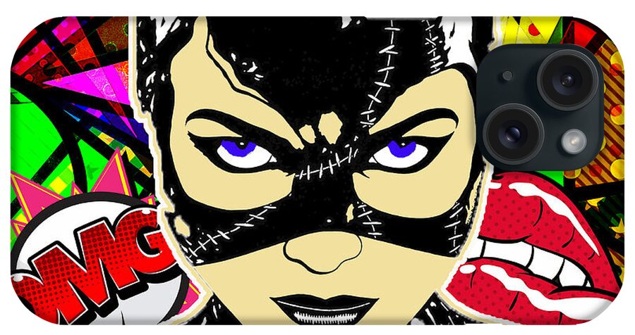 Catwoman iPhone Case featuring the mixed media Catwoman #18 by Marvin Blaine