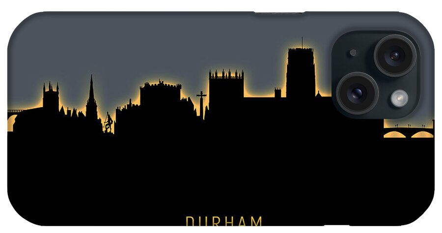 Durham iPhone Case featuring the digital art Durham England Skyline Cityscape #18 by Michael Tompsett