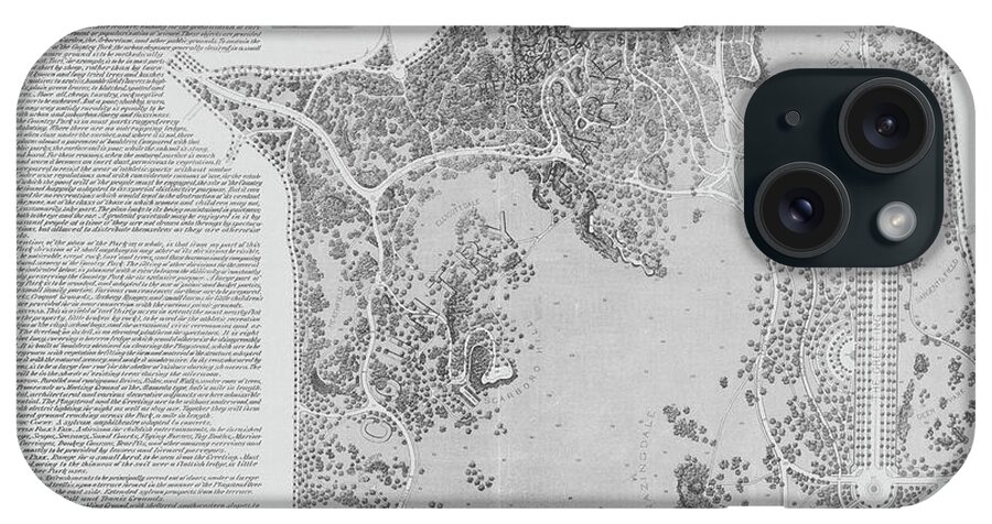 Franklin iPhone Case featuring the photograph 1885 General Plan of Franklin Park Map in Color Boston MA Dorchester MA Black and White by Toby McGuire
