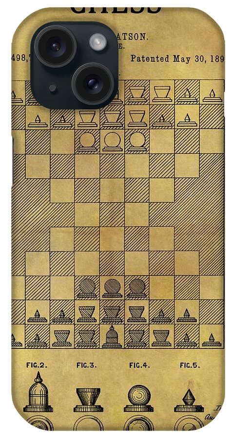 1893 Chess Game Patent iPhone Case featuring the drawing 1893 Chess Game Patent by Dan Sproul