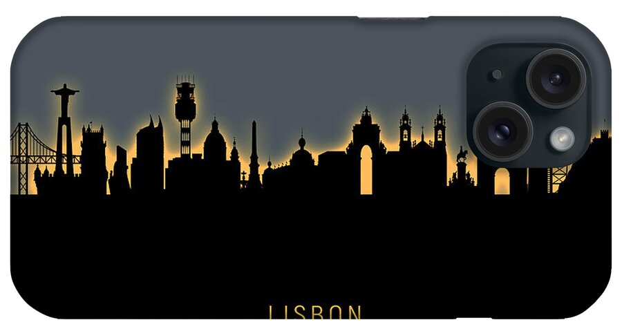 Lisbon iPhone Case featuring the digital art Lisbon Portugal Skyline #19 by Michael Tompsett