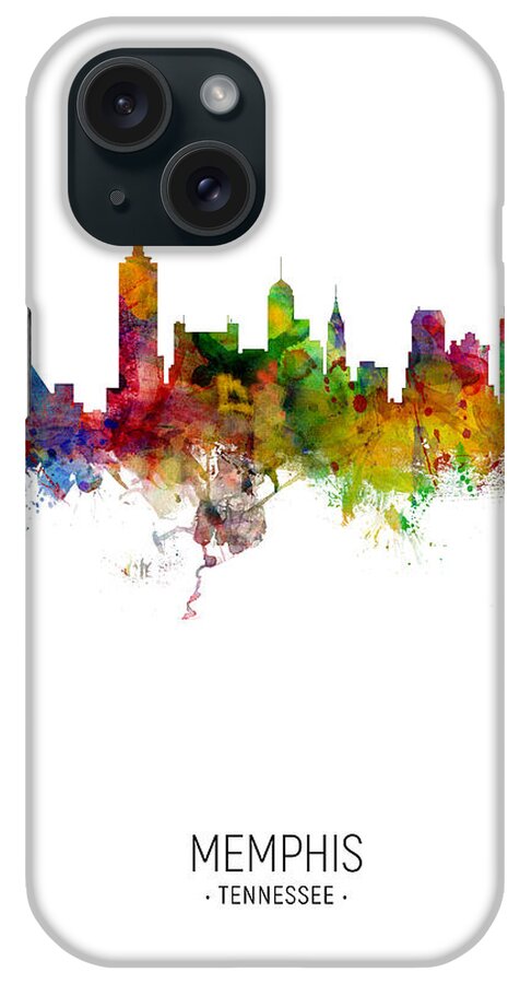 Memphis iPhone Case featuring the digital art Memphis Tennessee Skyline #19 by Michael Tompsett