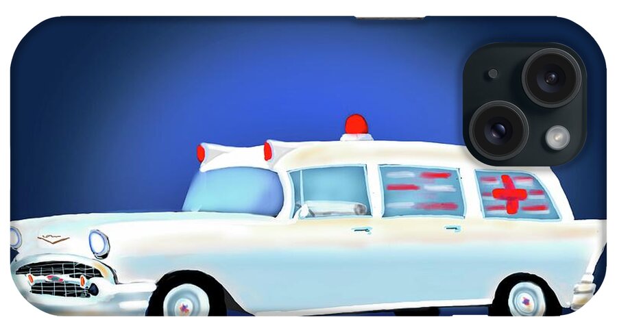 Ambulance iPhone Case featuring the digital art 1957 Chevy Ambulance by Doug Gist