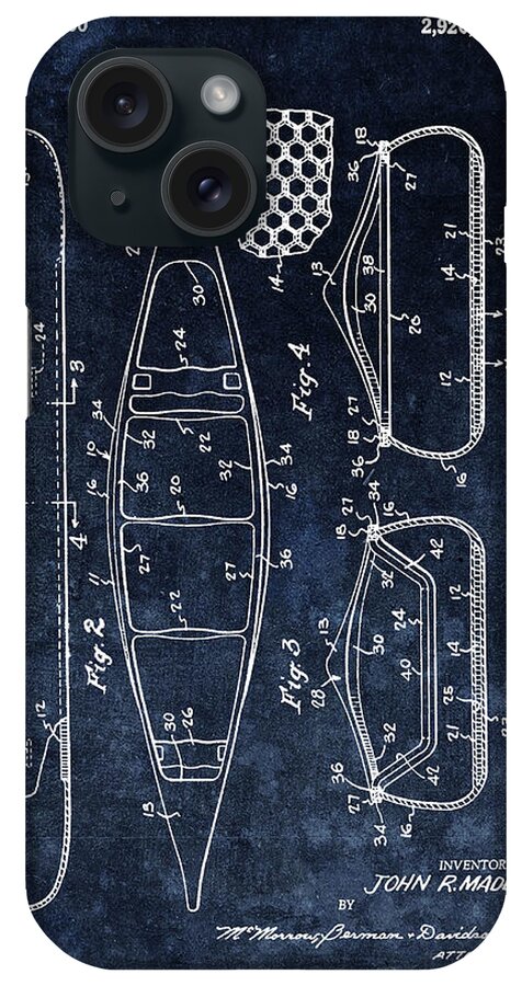 1960 Canoe Patent iPhone Case featuring the drawing 1960 Canoe Patent by Dan Sproul