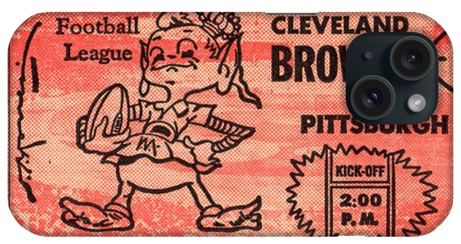 Cleveland Browns iPhone Case featuring the mixed media 1960 Cleveland Browns vs. Steelers by Row One Brand