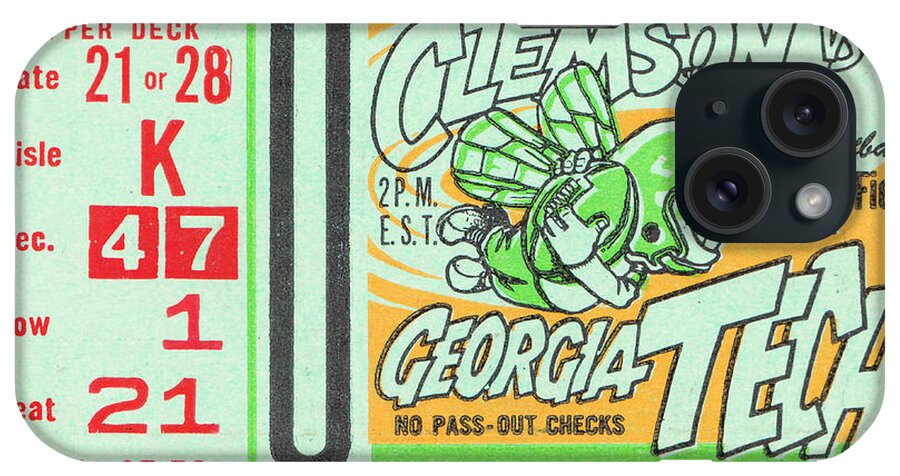 Georgia Tech iPhone Case featuring the mixed media 1962 Georgia Tech vs. Clemson by Row One Brand