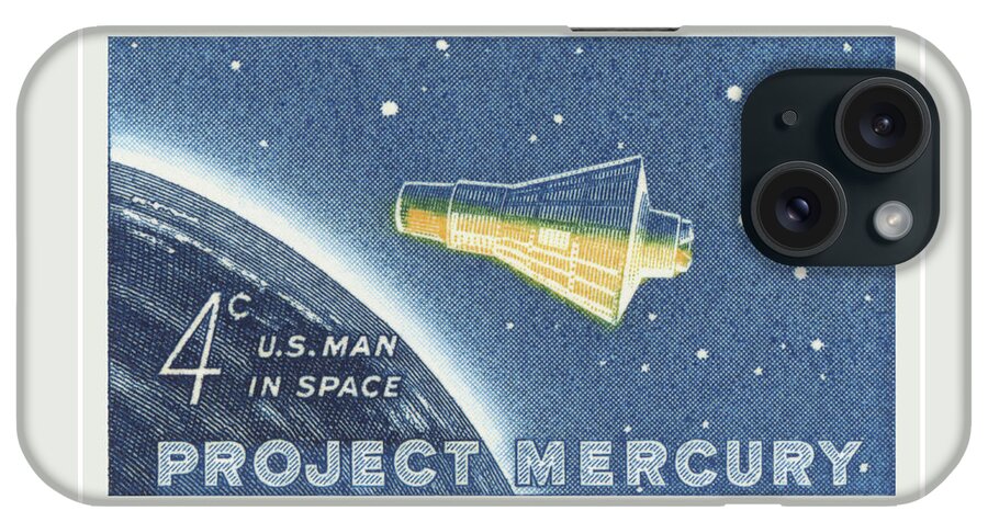 Astronaut iPhone Case featuring the digital art 1962 Project Mercury Stamp by Greg Joens