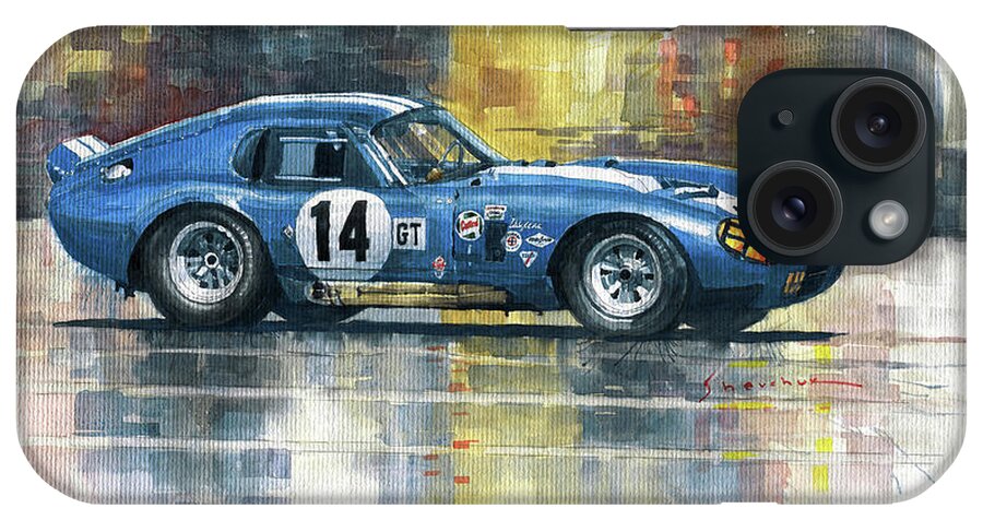 Shevchukart iPhone Case featuring the painting 1965 Sebring 12h Race #14 Shelby Cobra Daytona Payne by Yuriy Shevchuk